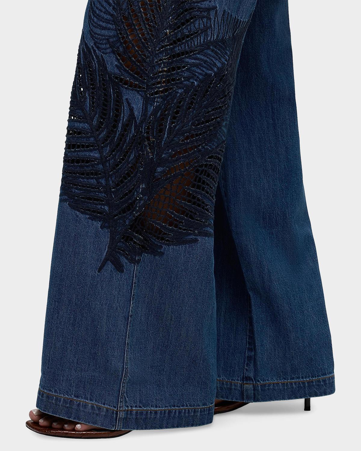 Rylee Embroidered Palm Wide-Leg Jeans - thumbnail 6