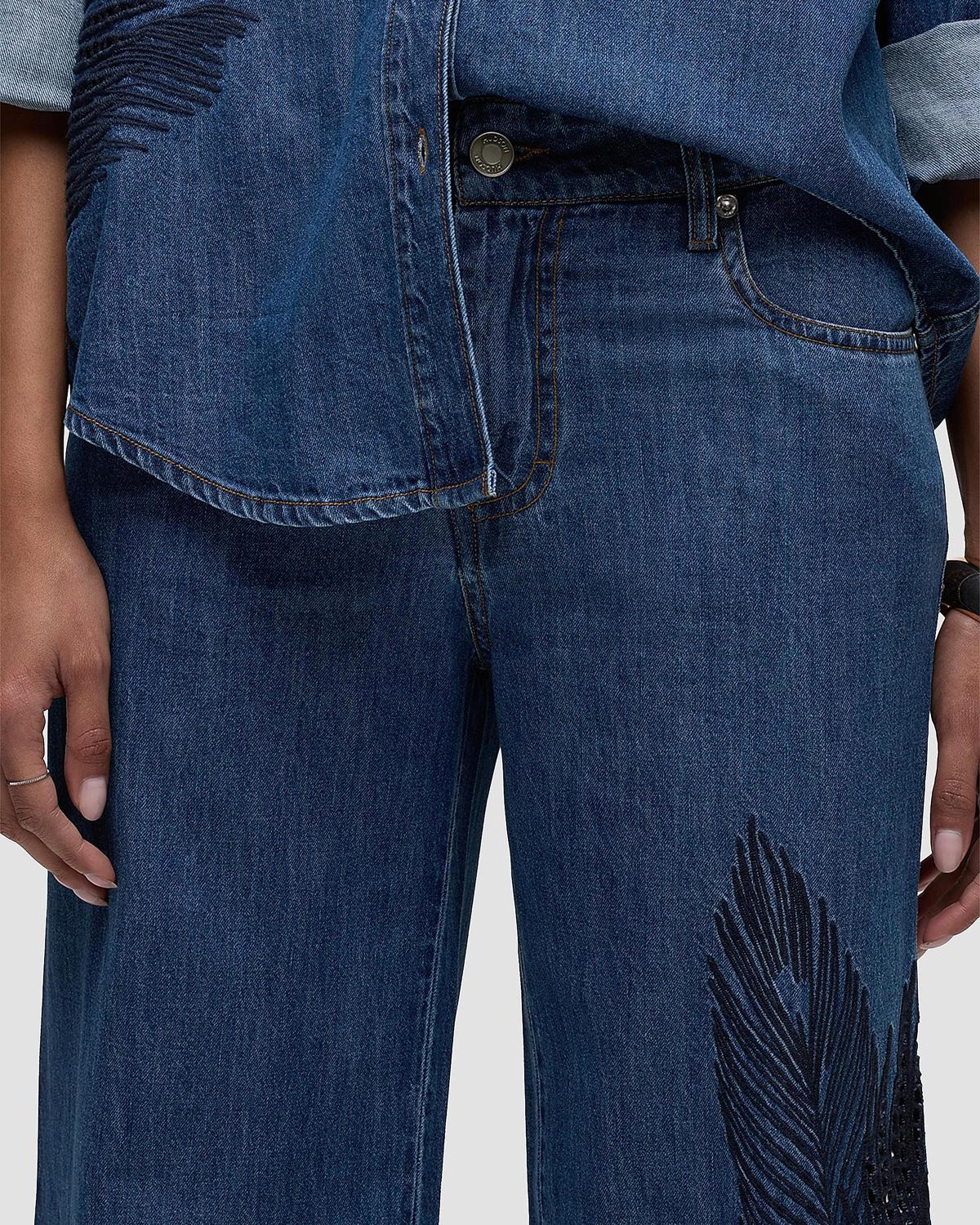 Rylee Embroidered Palm Wide-Leg Jeans - thumbnail 9