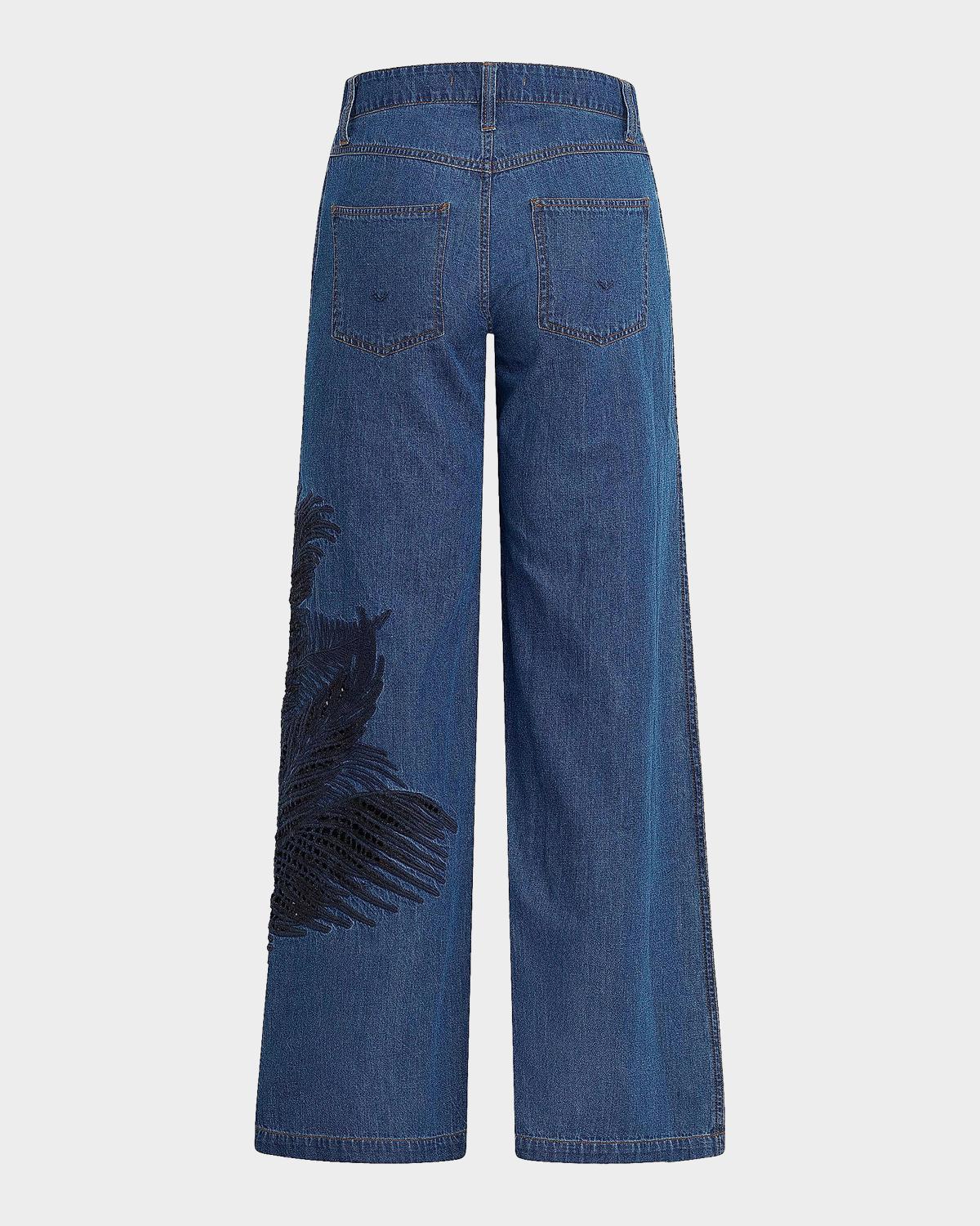 Rylee Embroidered Palm Wide-Leg Jeans - thumbnail 2