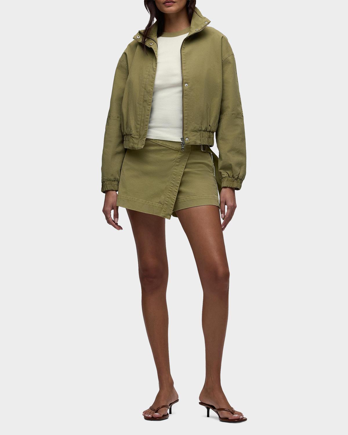 Sporty Cotton-Blend Crop Bomber Jacket - thumbnail 3