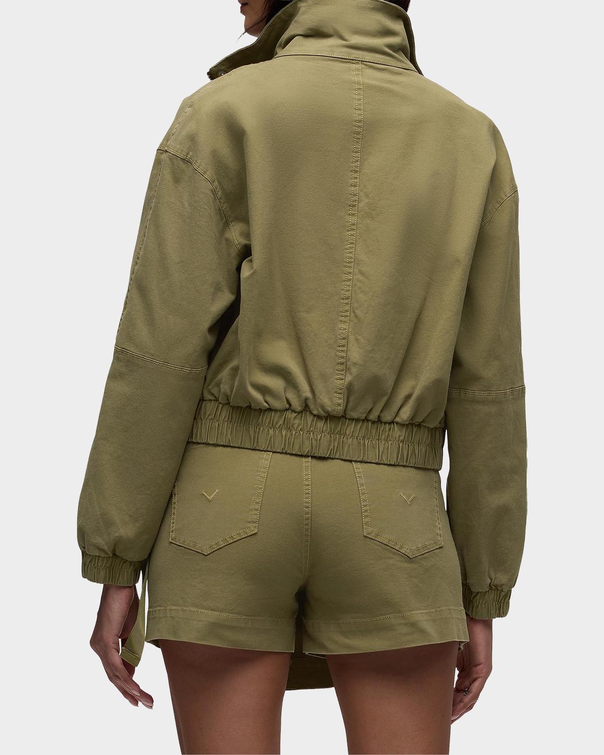 Sporty Cotton-Blend Crop Bomber Jacket - thumbnail 4