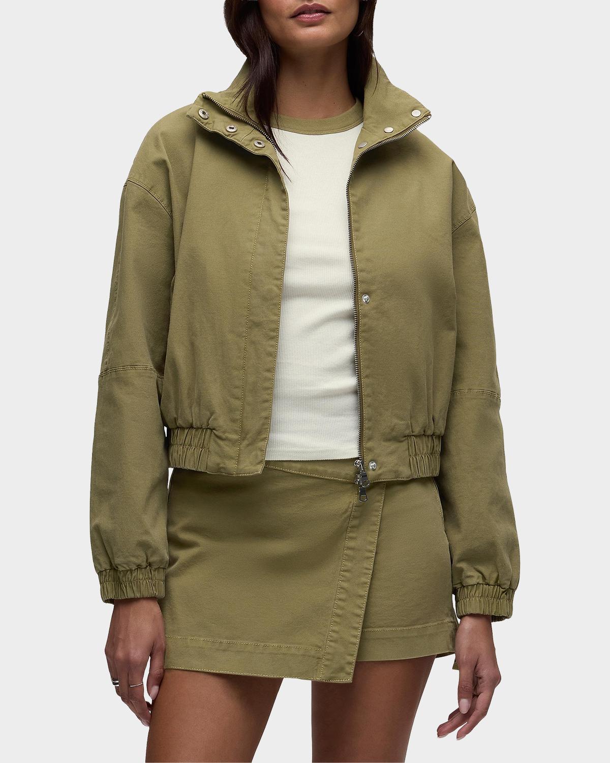 Sporty Cotton-Blend Crop Bomber Jacket - thumbnail 5