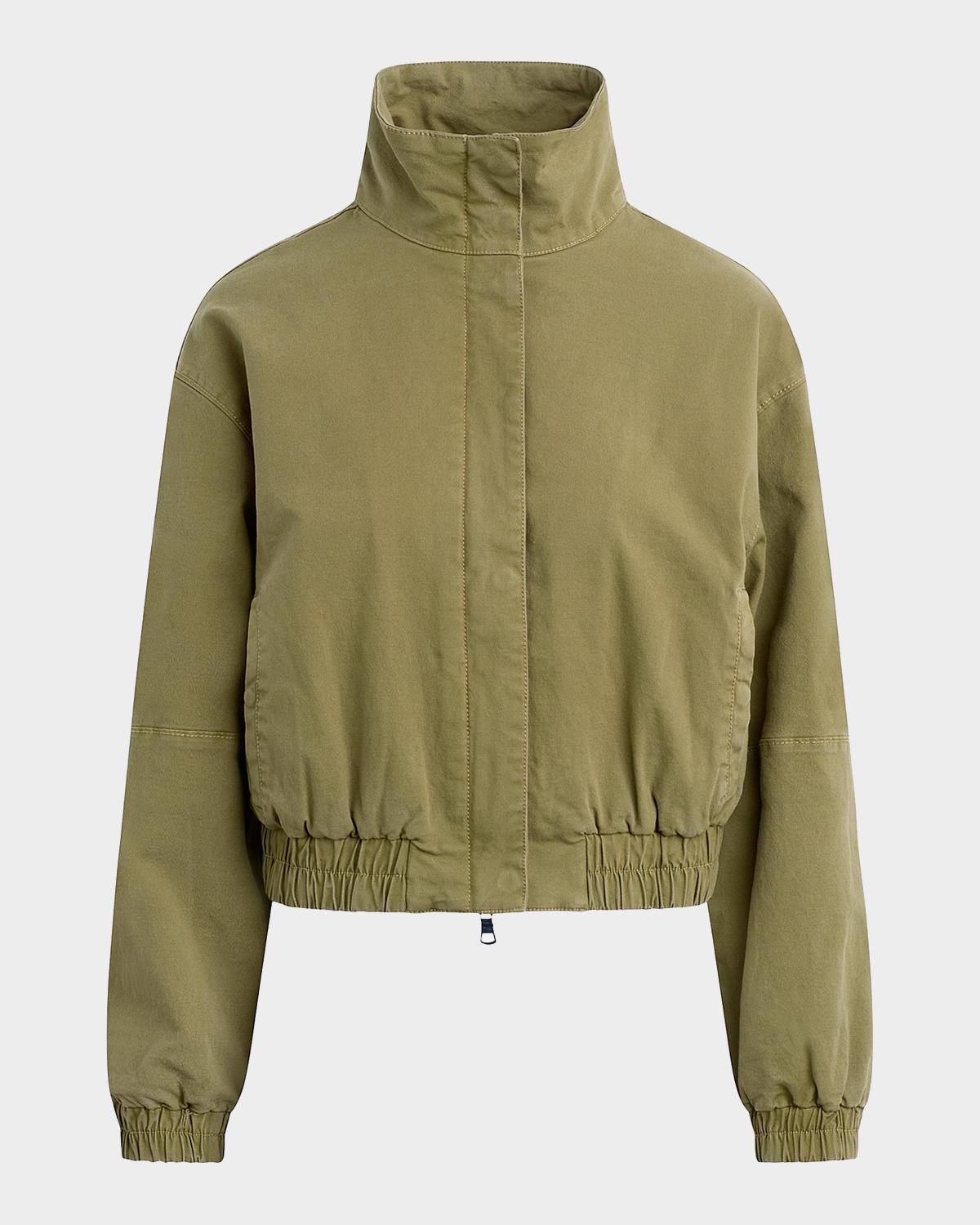 Sporty Cotton-Blend Crop Bomber Jacket - thumbnail 6