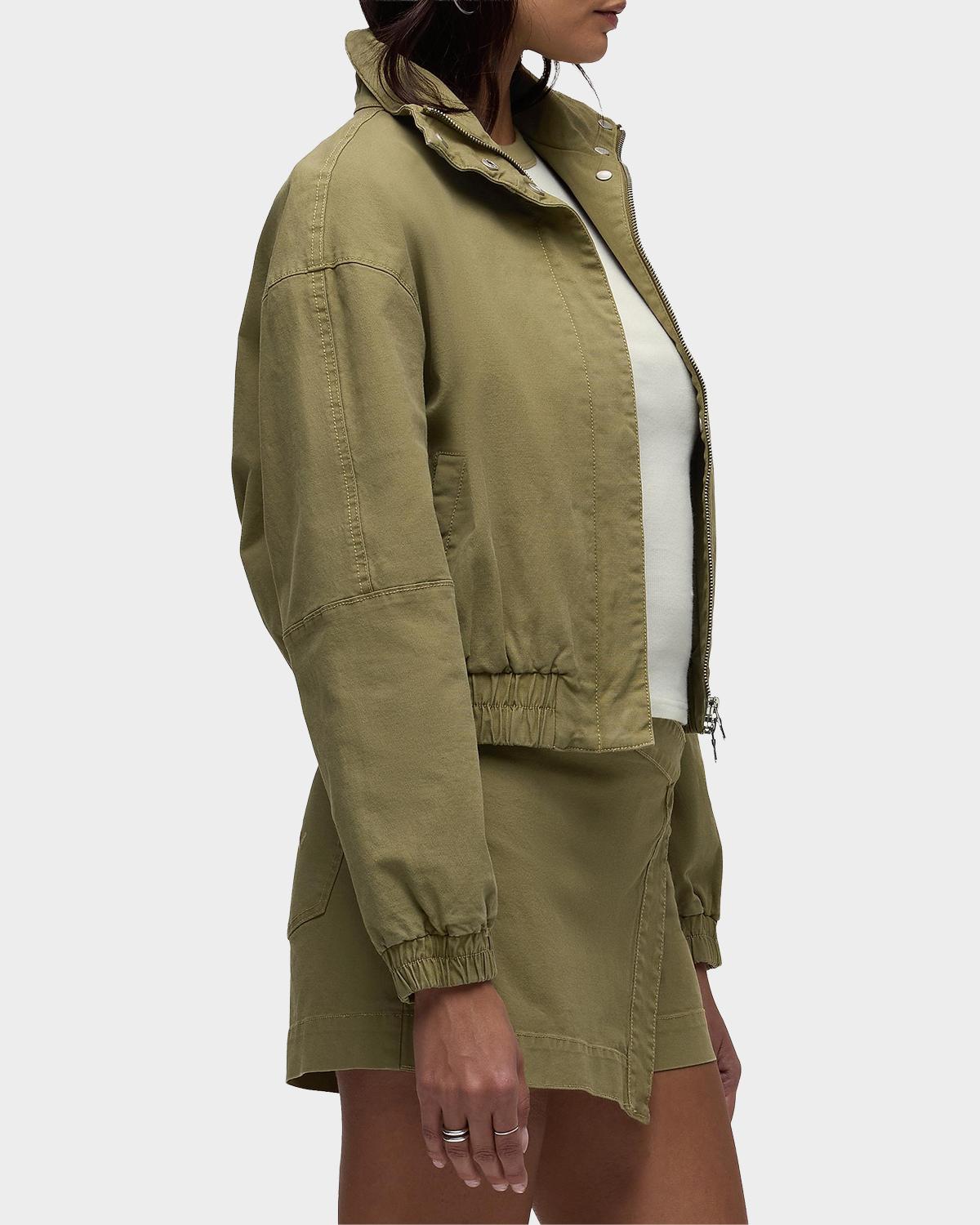 Sporty Cotton-Blend Crop Bomber Jacket - thumbnail 7
