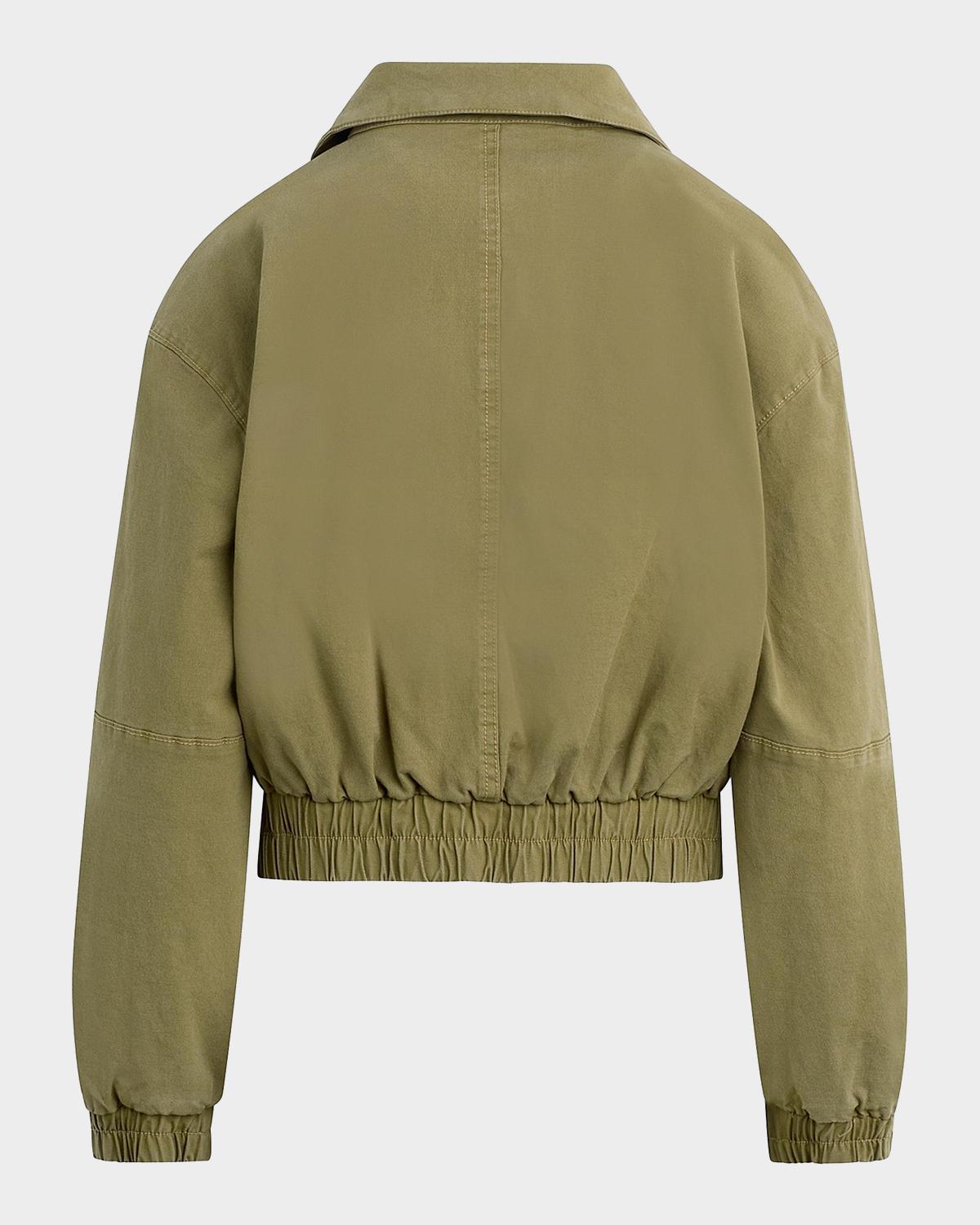 Sporty Cotton-Blend Crop Bomber Jacket - thumbnail 2