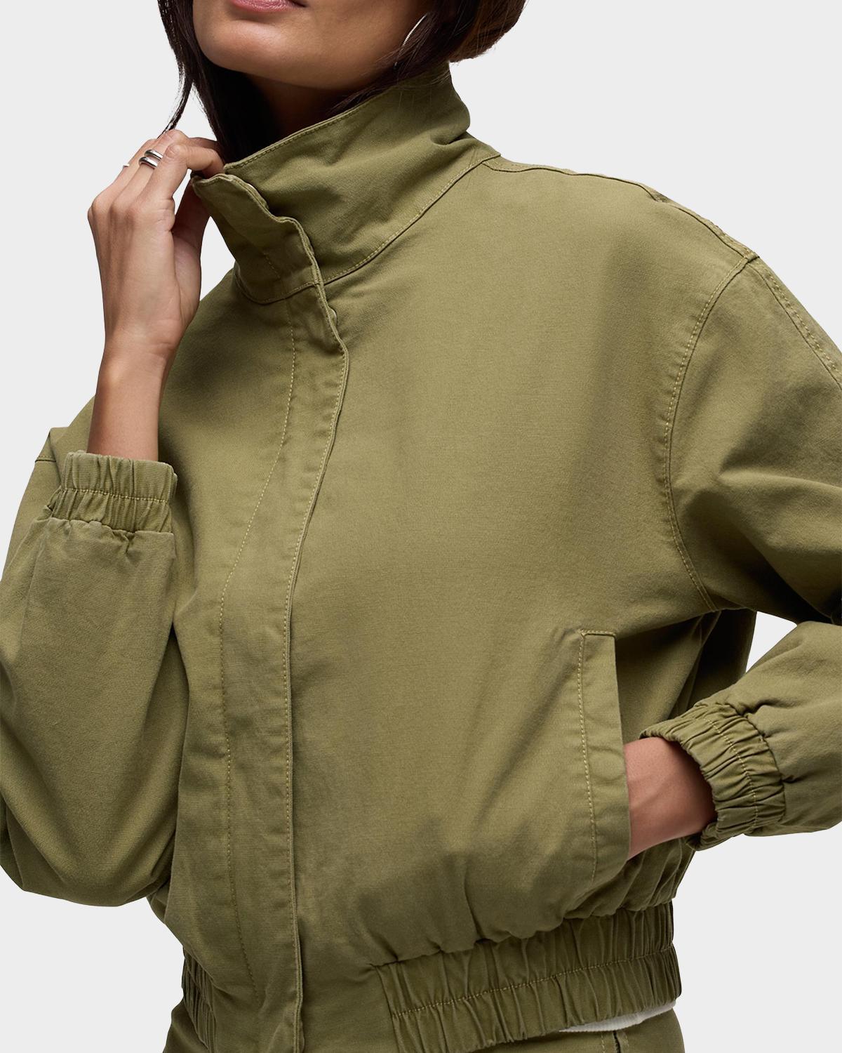Sporty Cotton-Blend Crop Bomber Jacket - thumbnail 8