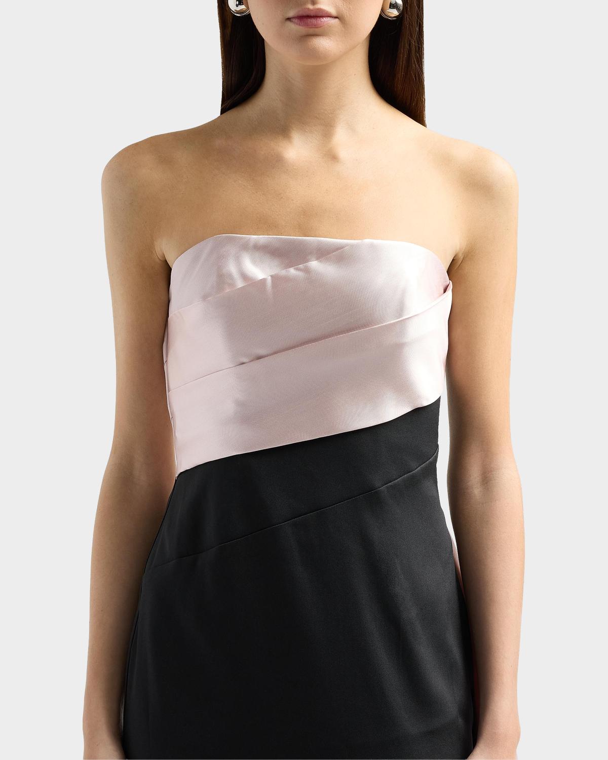 Colorblocked Strapless Satin Gown - thumbnail 4