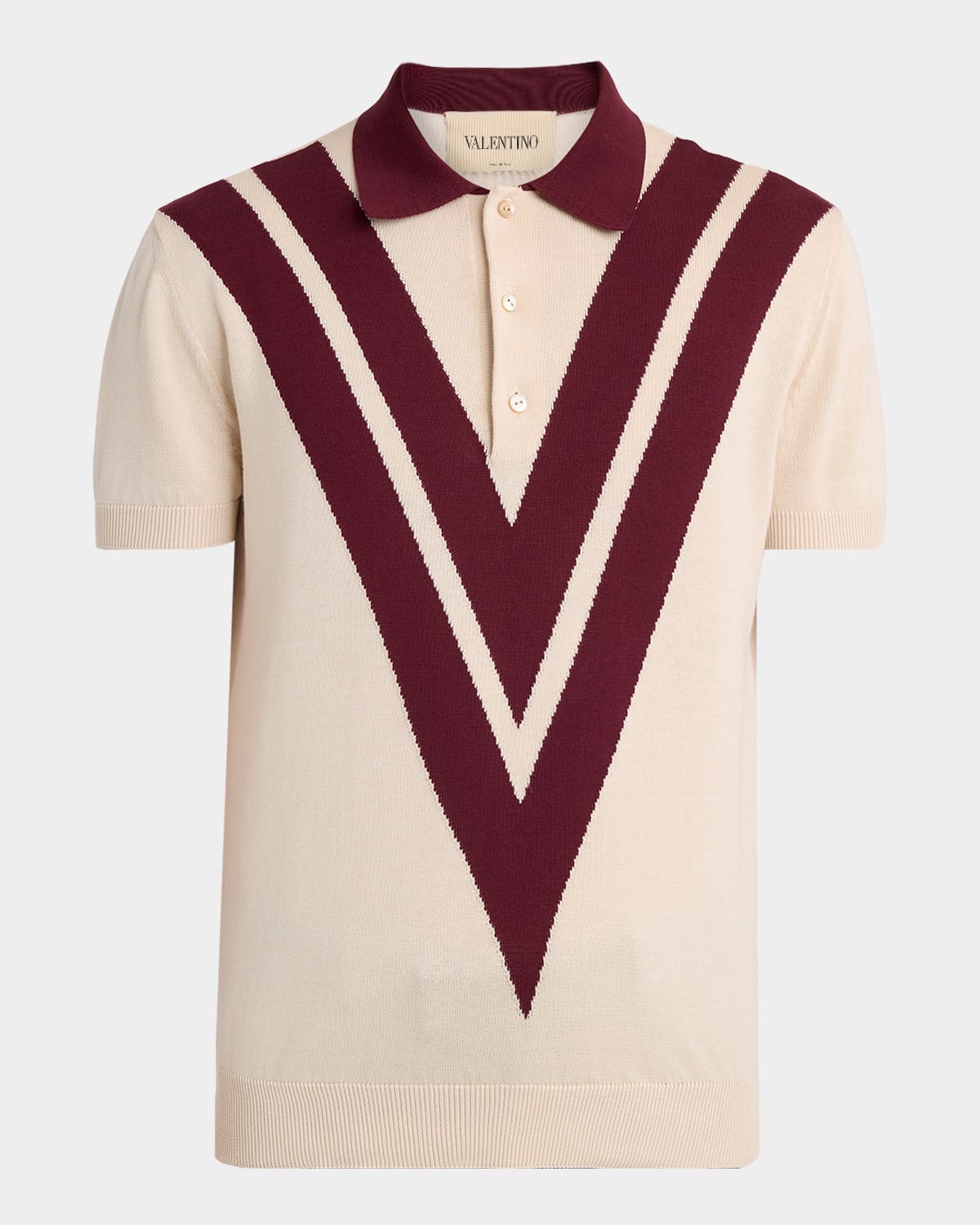 Valentino Garavani Men's Inlaid V Cotton Knit Polo Shirt | Neiman