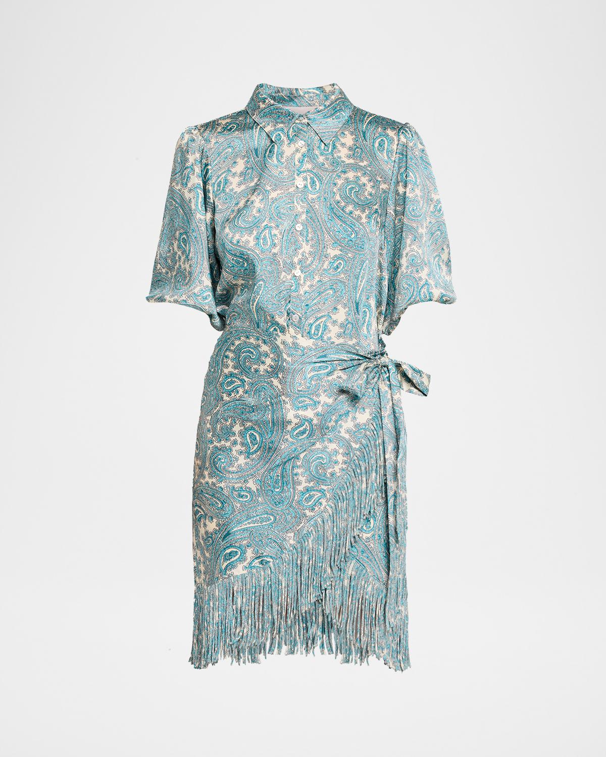 Cinq à Sept Hendrix Paisley Mini Shirtdress | Neiman Marcus