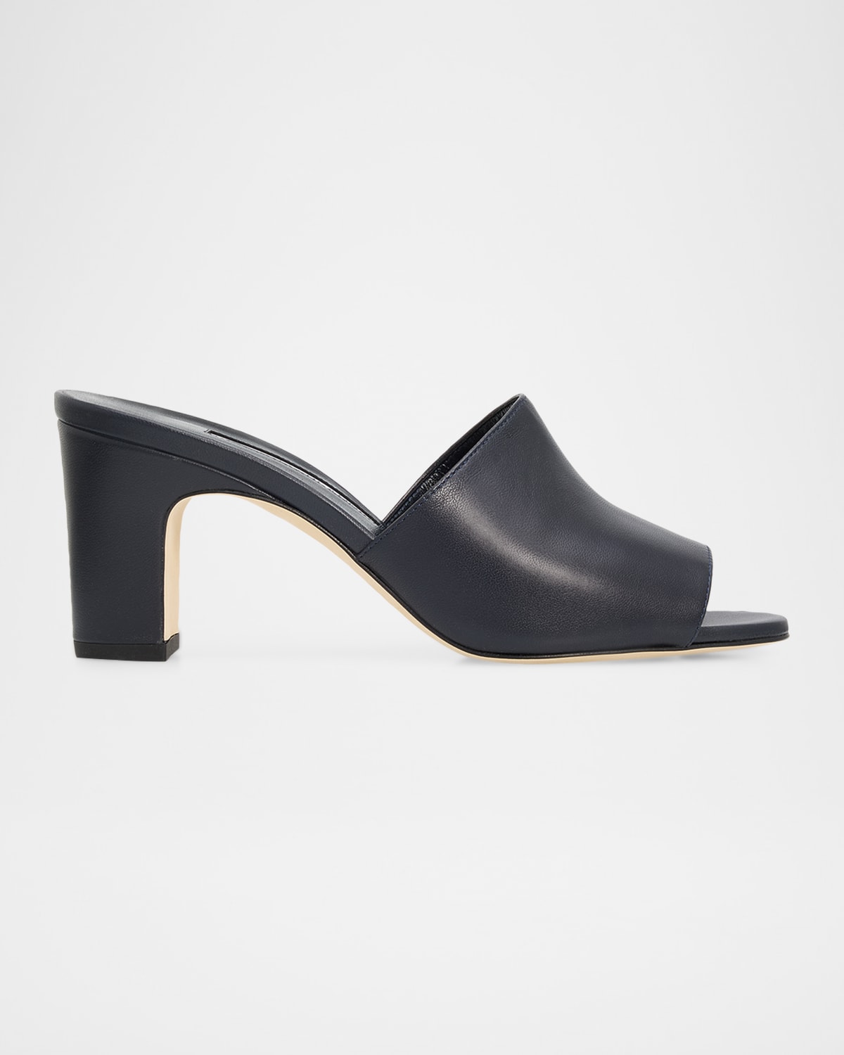Manolo Blahnik 70mm Rapallabar Open-Toe Leather Mules | Neiman Marcus
