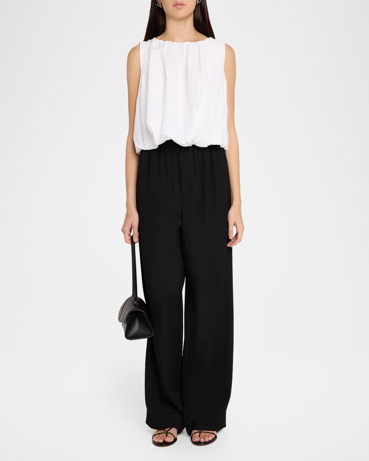 Sleeveless Cotton Bubble Crop Top - thumbnail 2