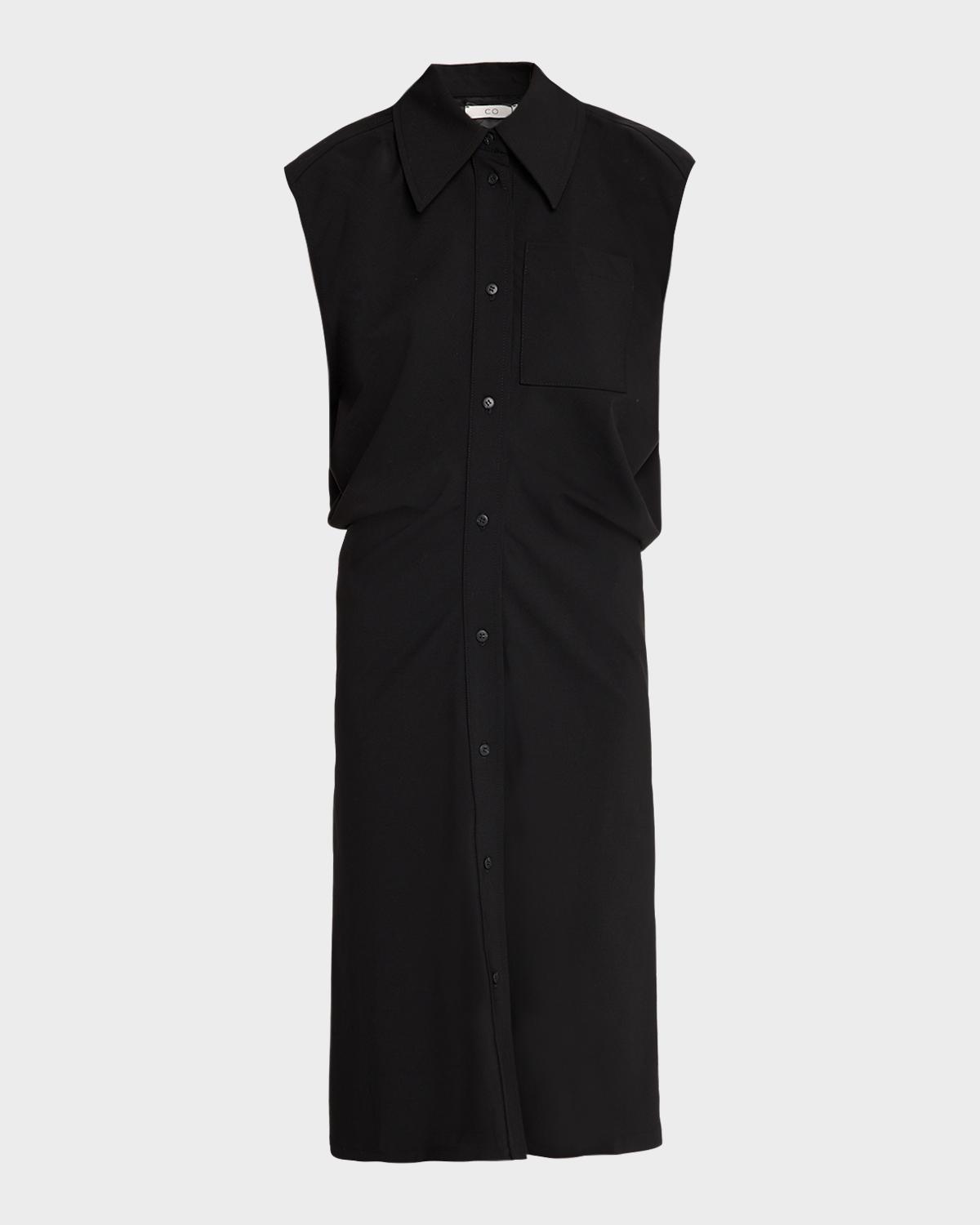 Cap-Sleeve Banana Cut Shirtdress