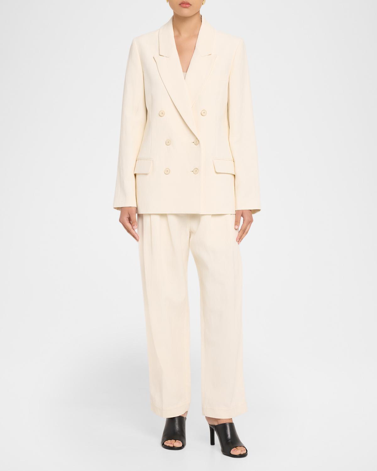 Pleated Viscose-Linen Pants - thumbnail 2