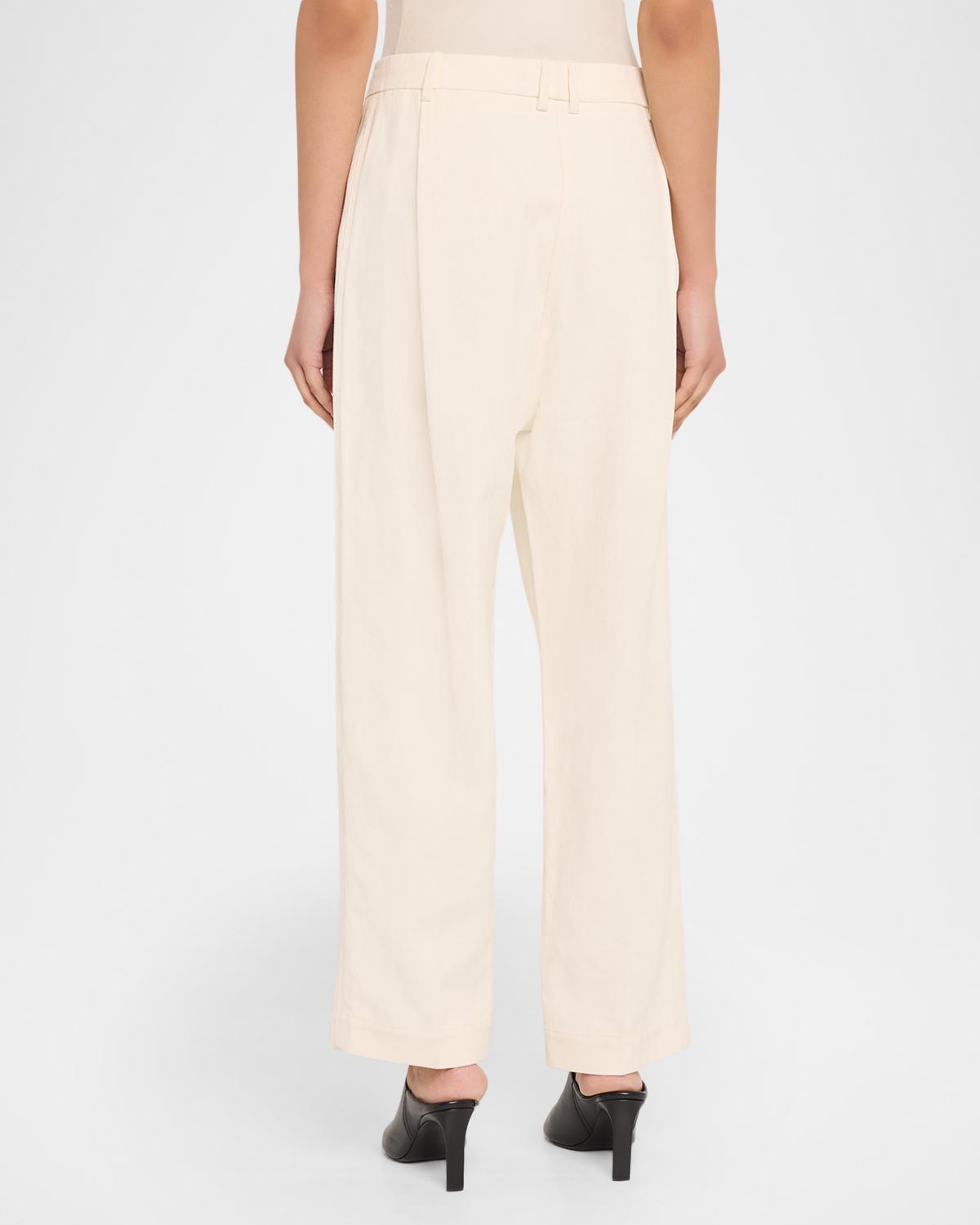 Pleated Viscose-Linen Pants - thumbnail 3