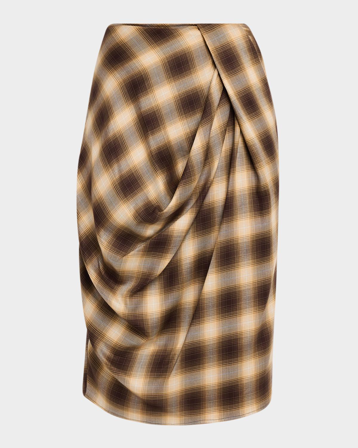 Draped Check Skirt