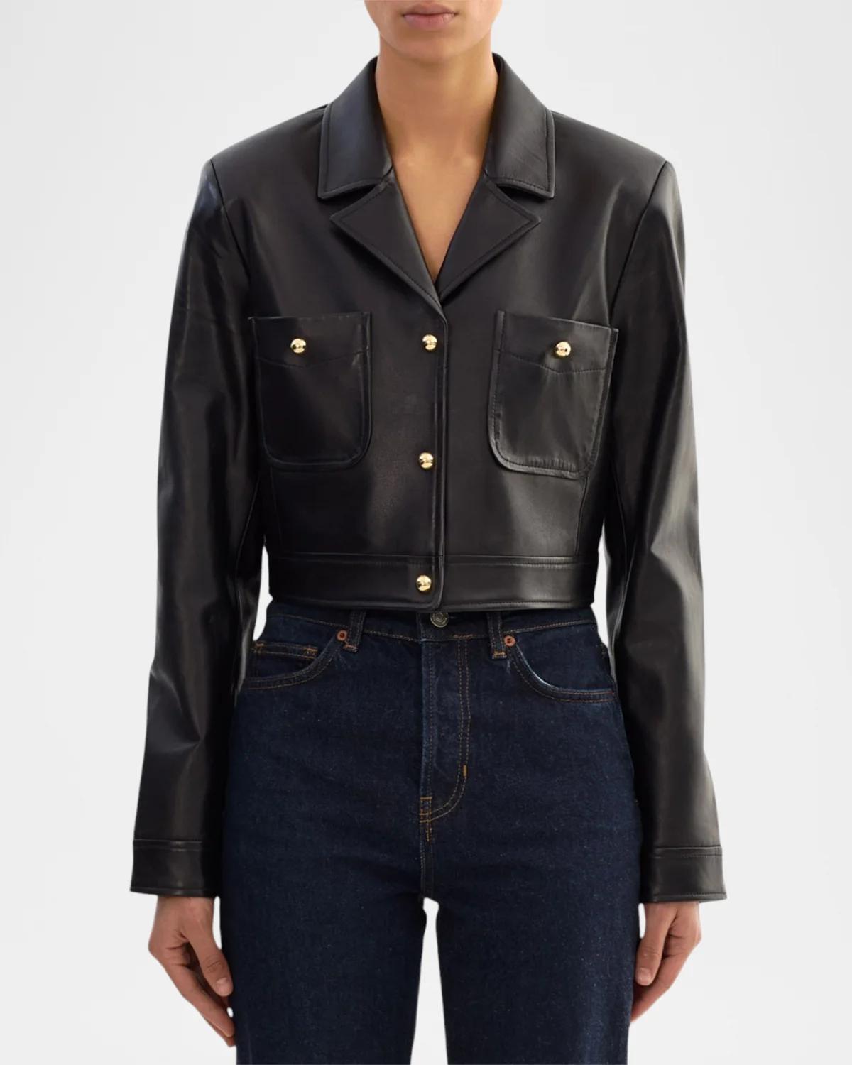 Lorena Leather Crop Jacket - thumbnail 2