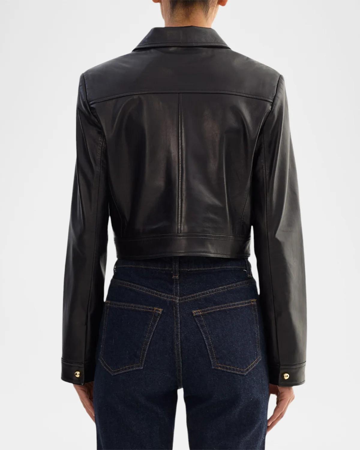 Lorena Leather Crop Jacket - thumbnail 3