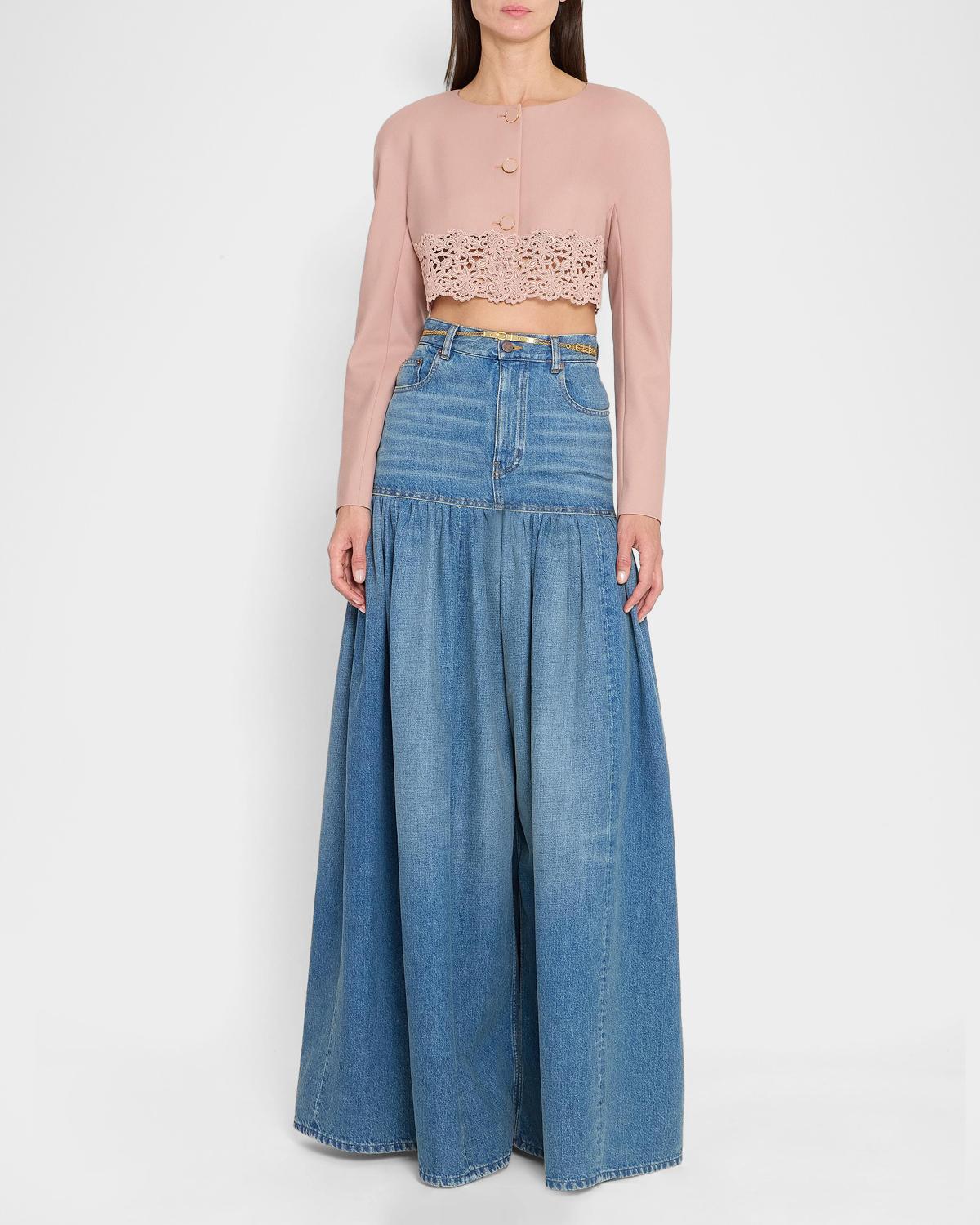 Guipure Lace & Wool Crop Sweater - thumbnail 2