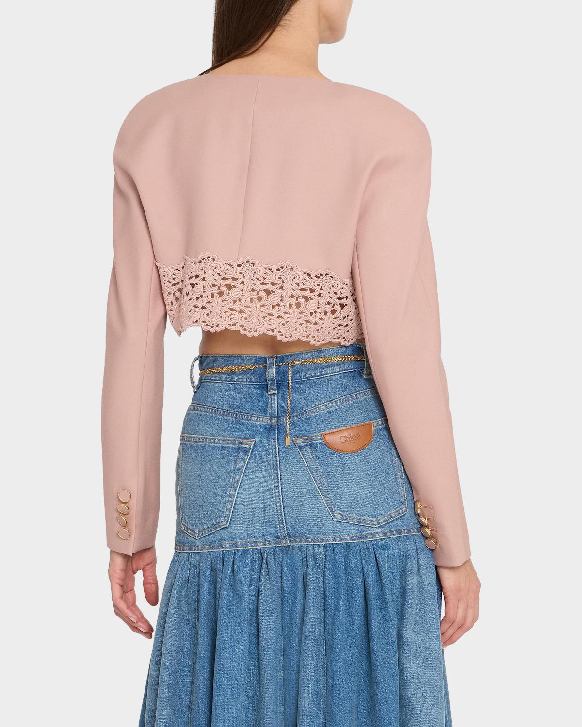 Guipure Lace & Wool Crop Sweater - thumbnail 3