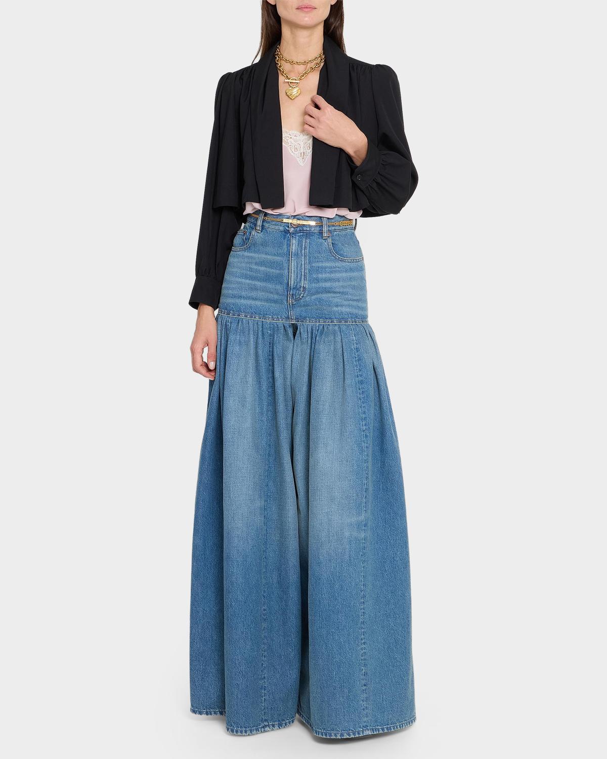 Open-Front Pleated Crop Blazer - thumbnail 2