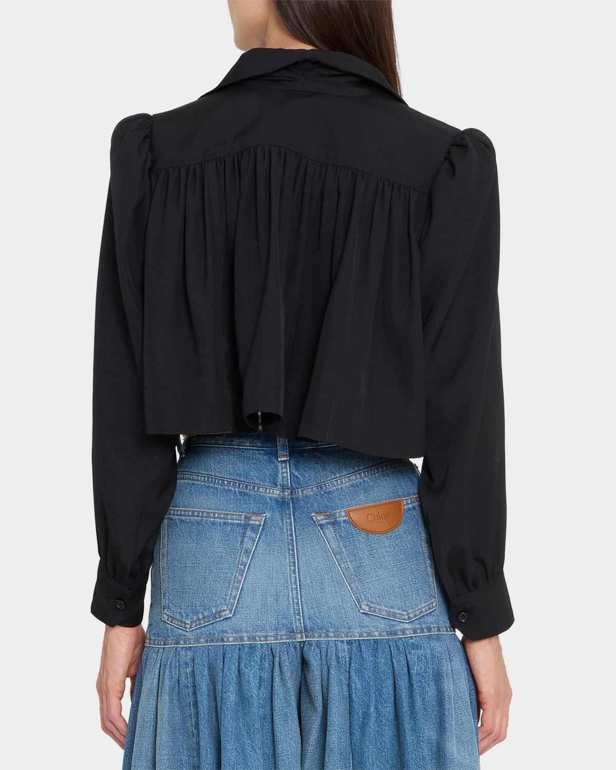 Open-Front Pleated Crop Blazer - thumbnail 3