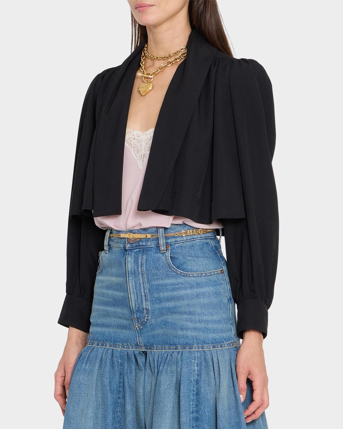 Open-Front Pleated Crop Blazer - thumbnail 4