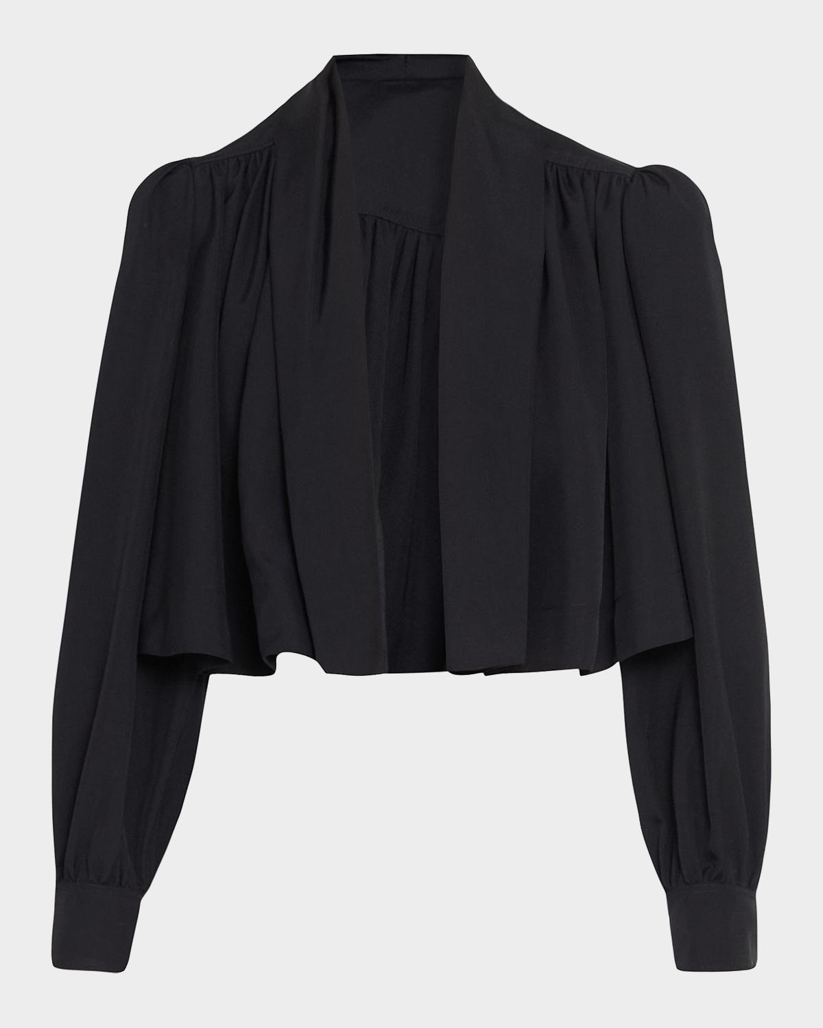 Open-Front Pleated Crop Blazer