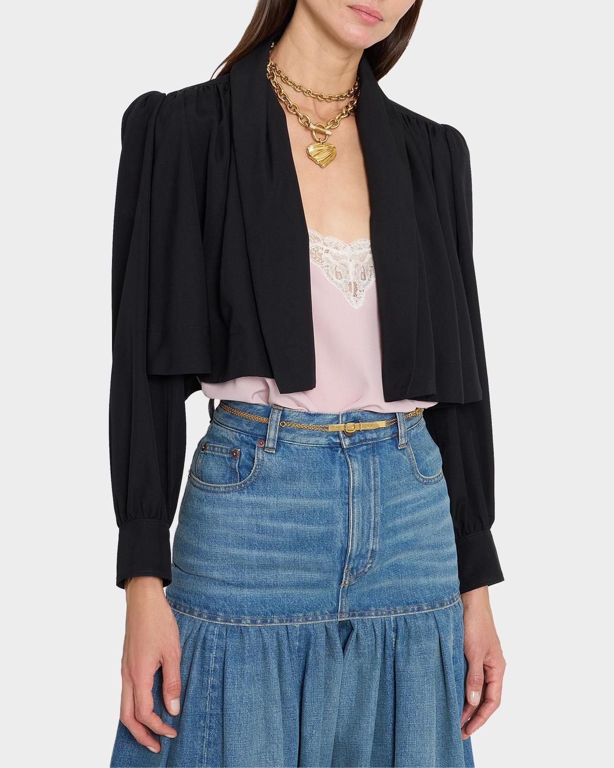Open-Front Pleated Crop Blazer - thumbnail 5