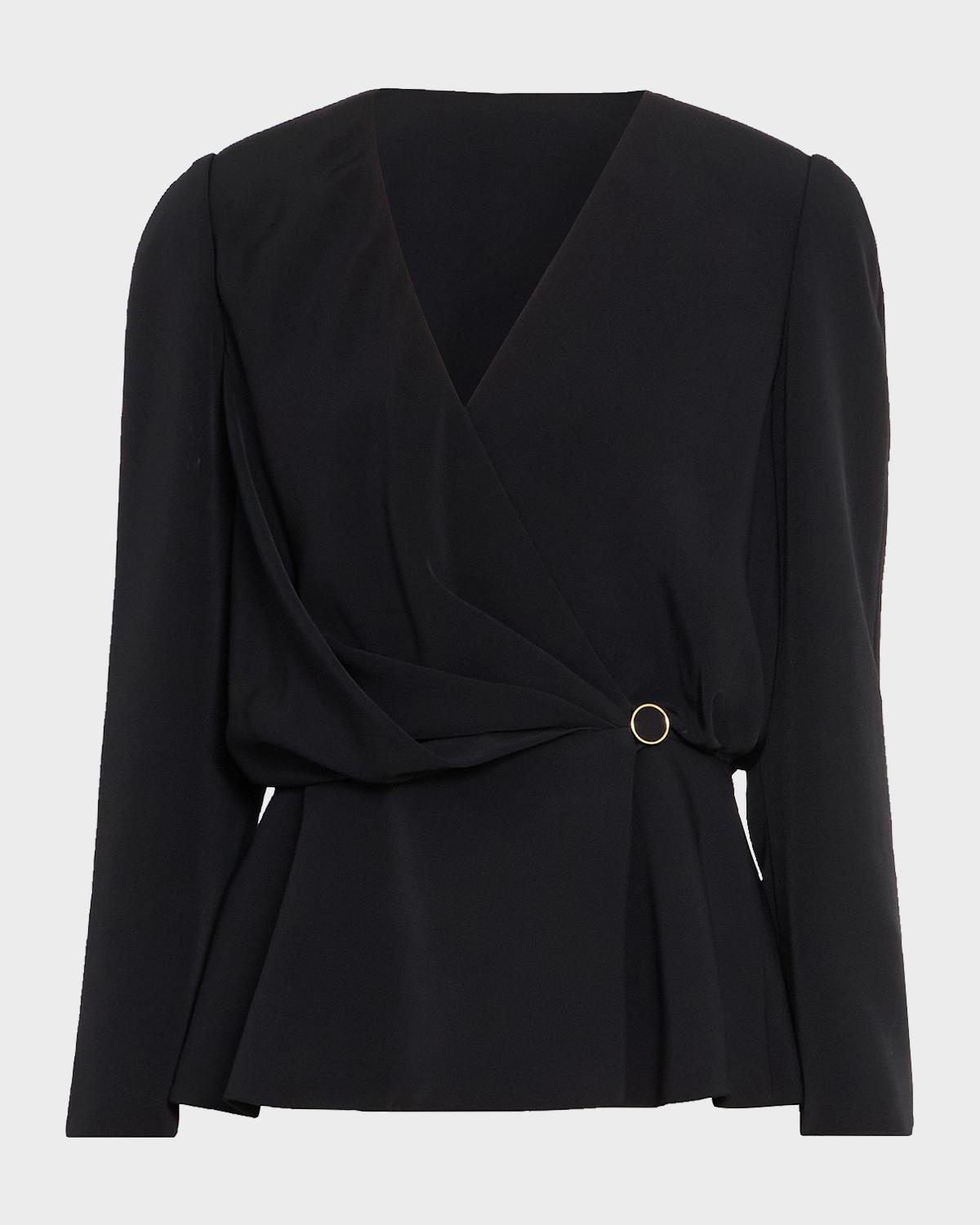 Long-Sleeve Wrap Blouse