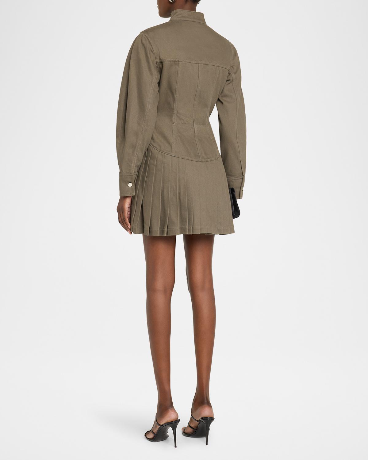 Solene Pleated Denim Mini Dress - thumbnail 3