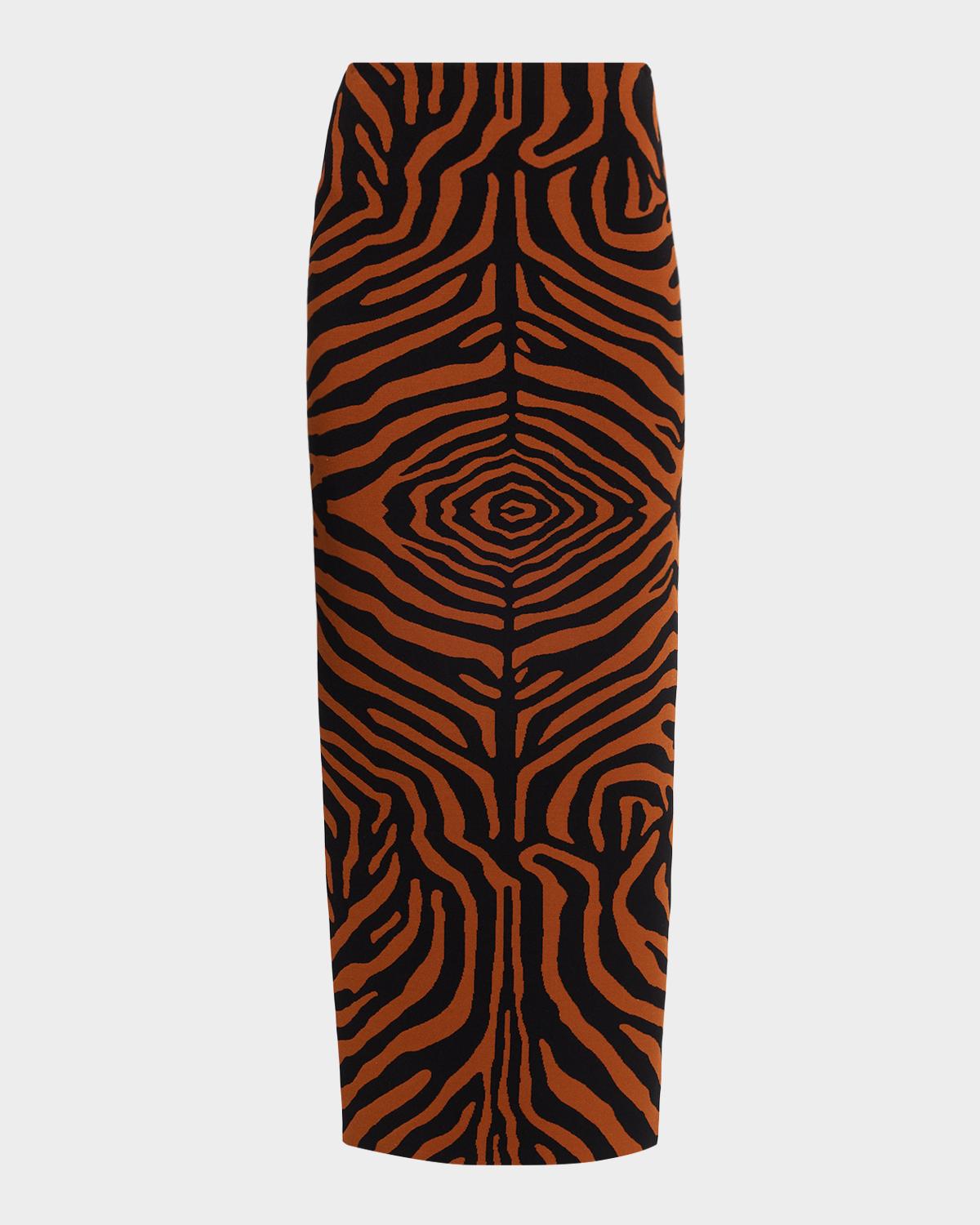 Oaklynn Knit Tiger Striped Maxi Pencil Skirt