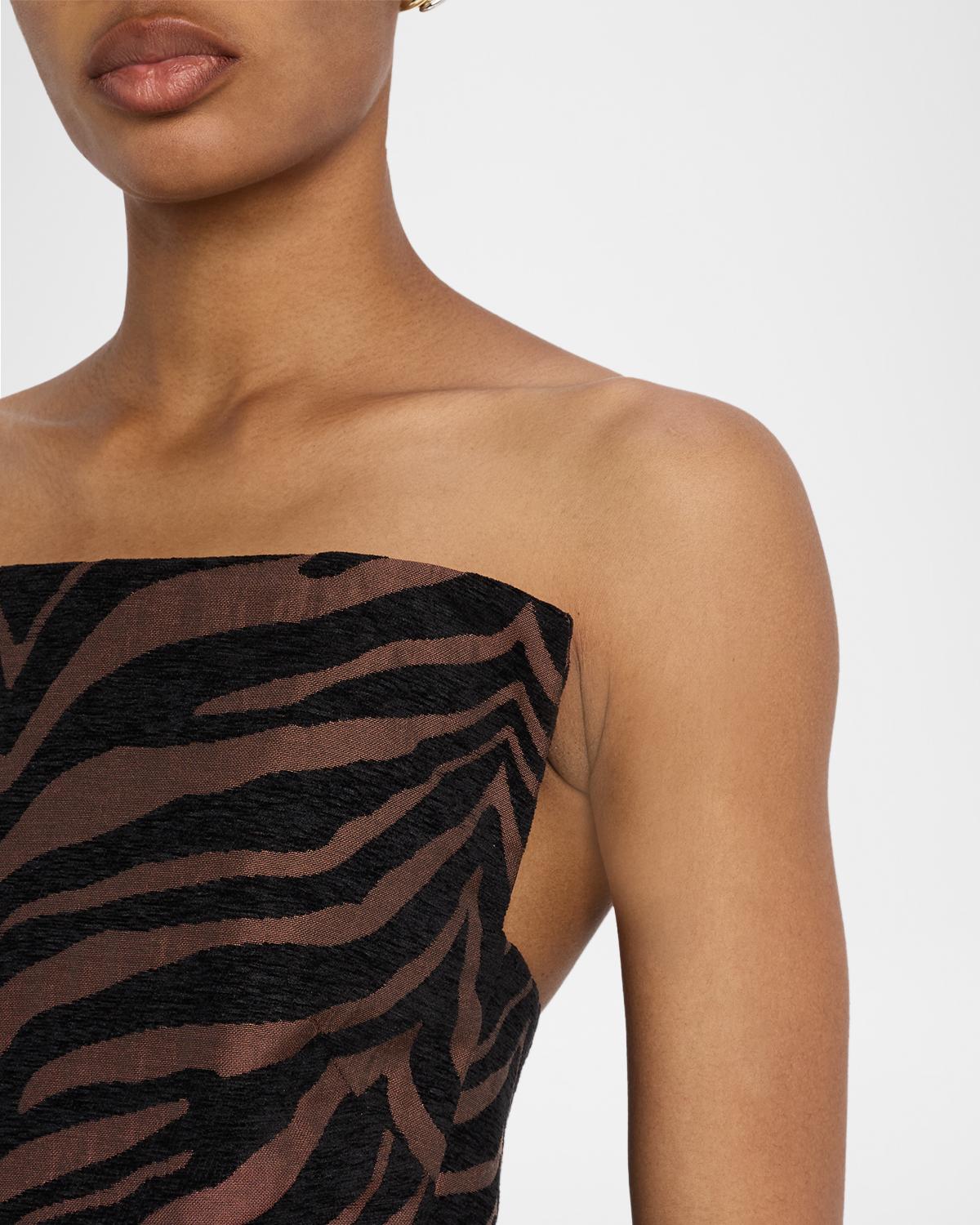 Odette Strapless Tiger Jacquard Mini Dress - thumbnail 5