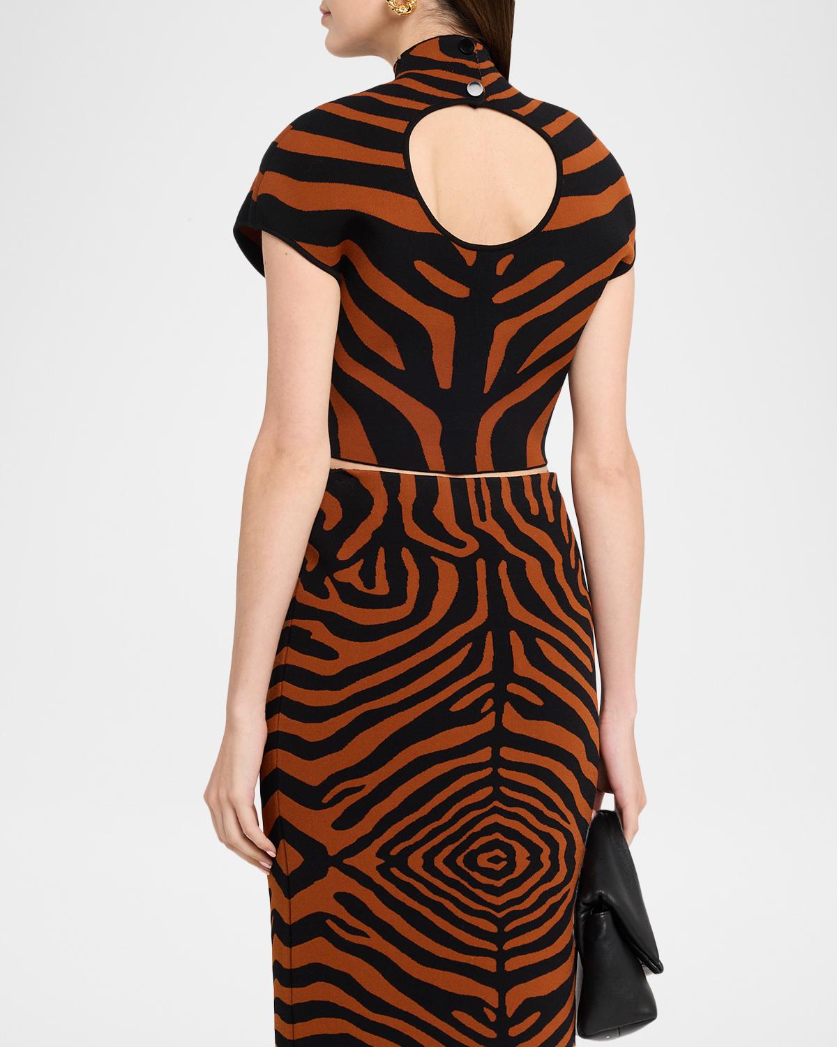 Rumi Cropped Tiger Striped Knit Top - thumbnail 3