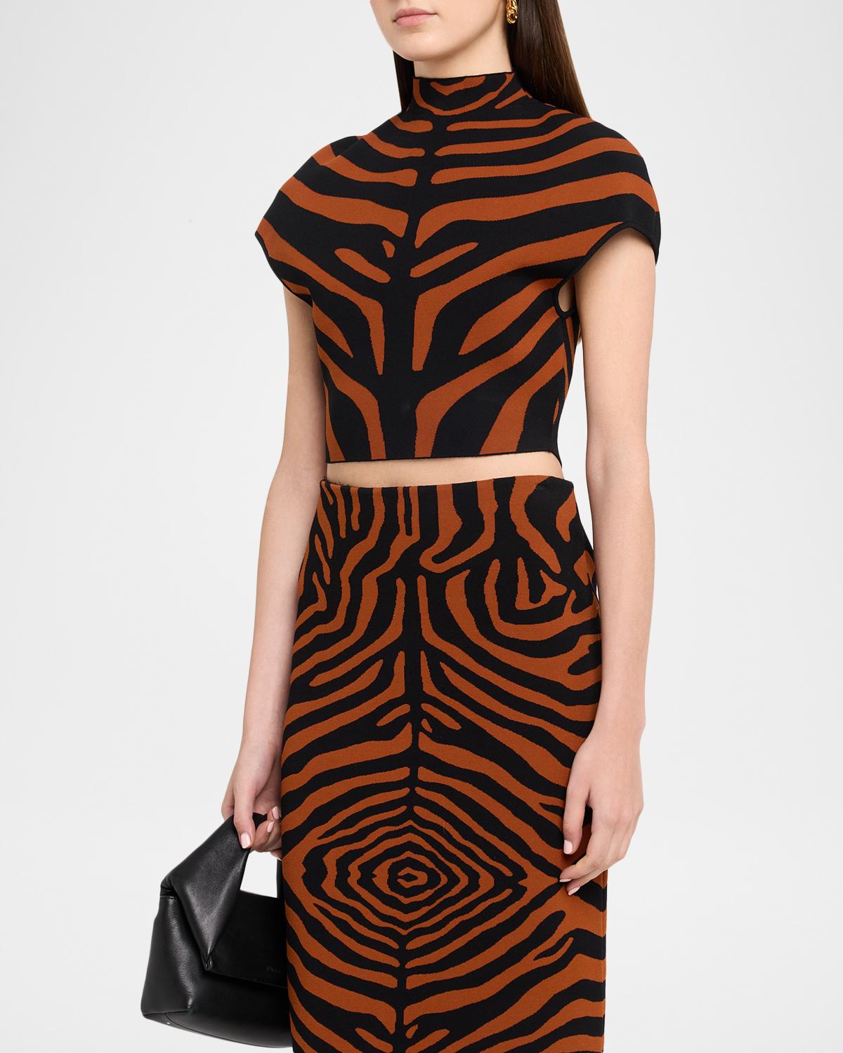 Rumi Cropped Tiger Striped Knit Top - thumbnail 4