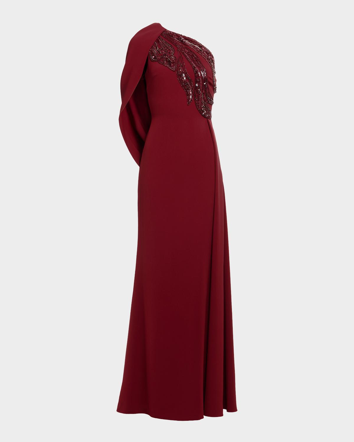 One-Shoulder Embellished Trumpet Gown