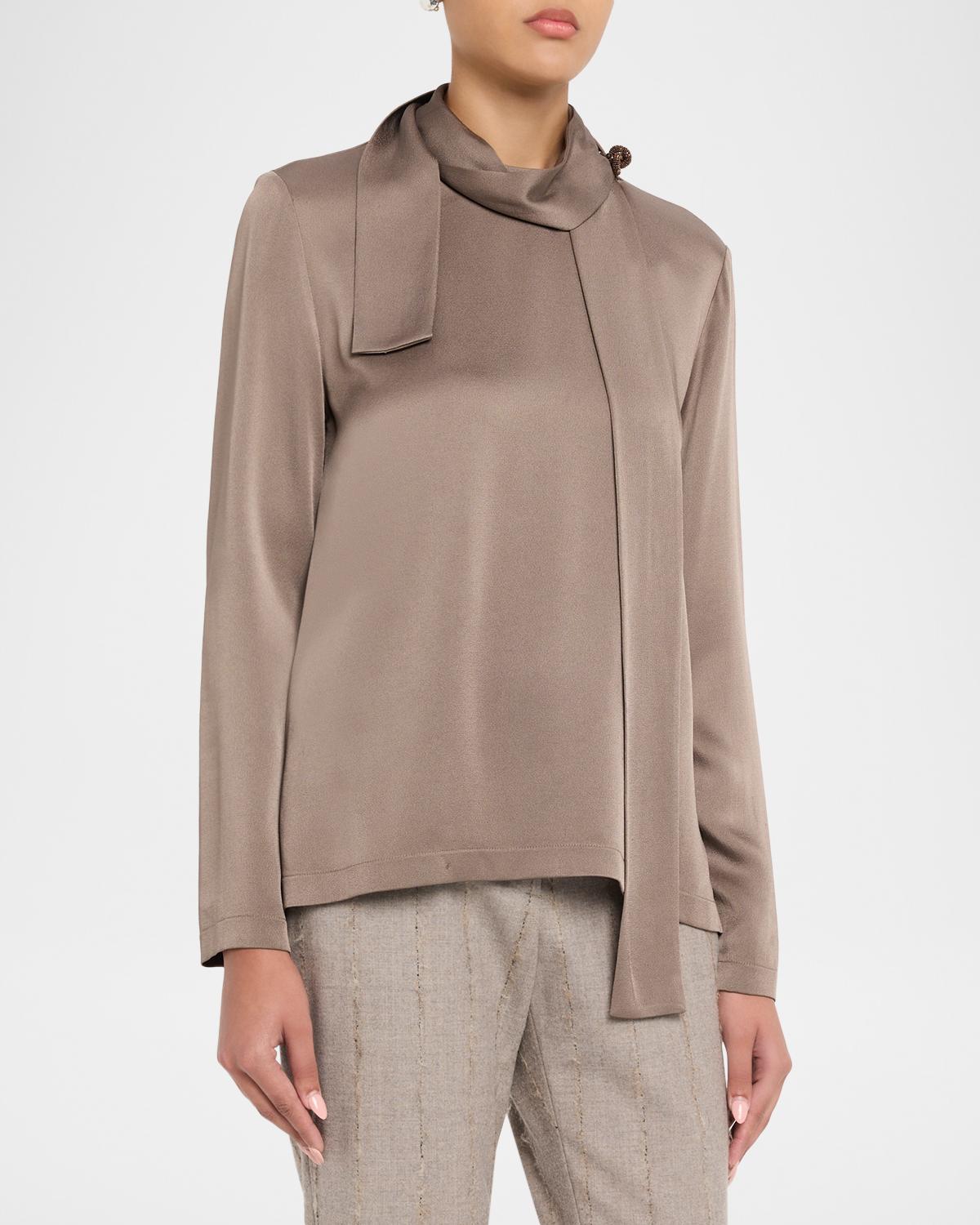 Draped Envers Satin Top - thumbnail 4
