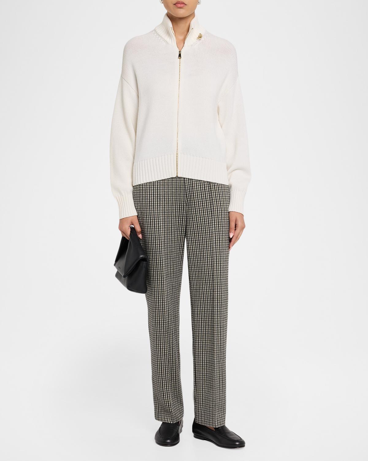 Zip-Front Wool Knit Turtleneck Jacket - thumbnail 2