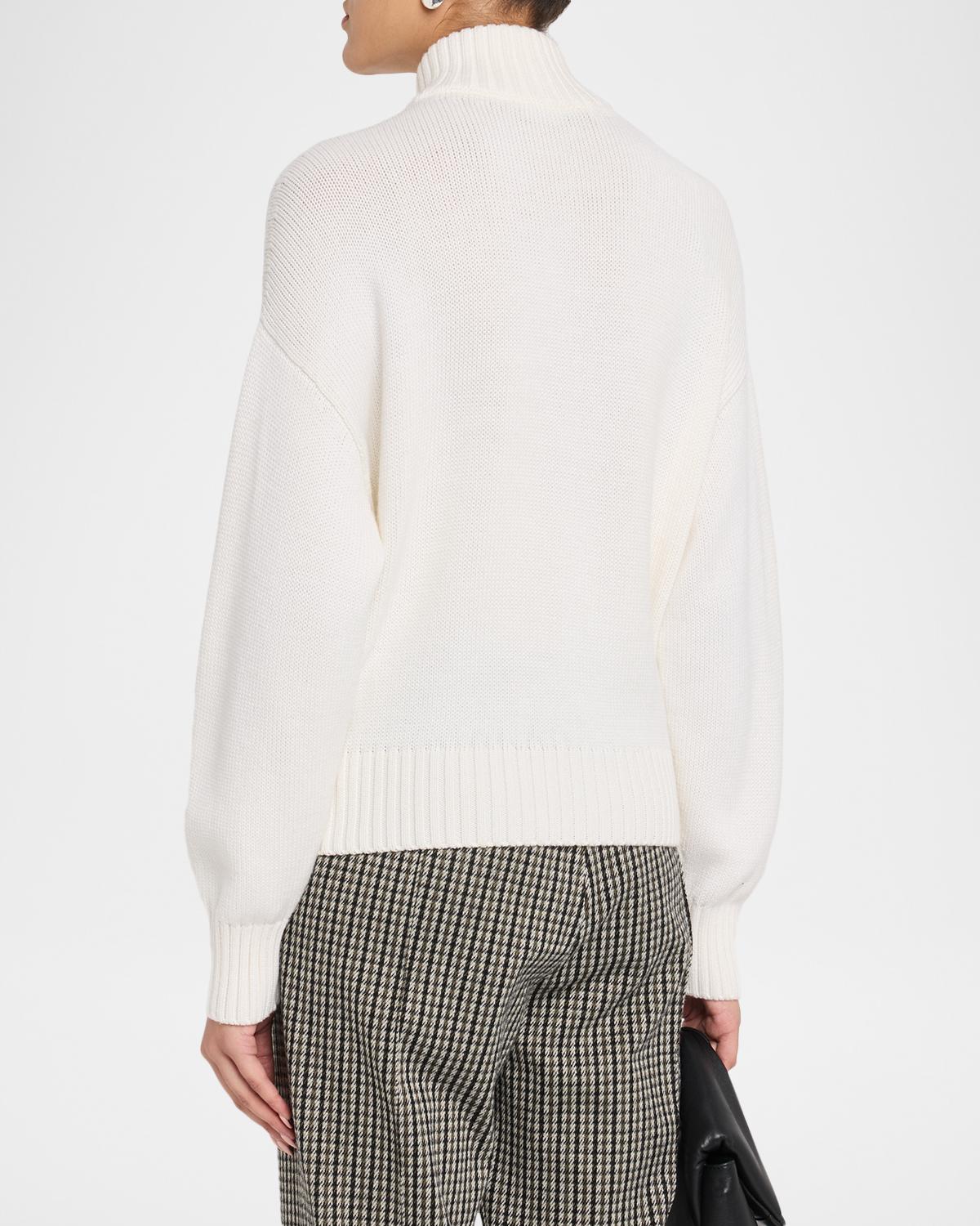 Zip-Front Wool Knit Turtleneck Jacket - thumbnail 3