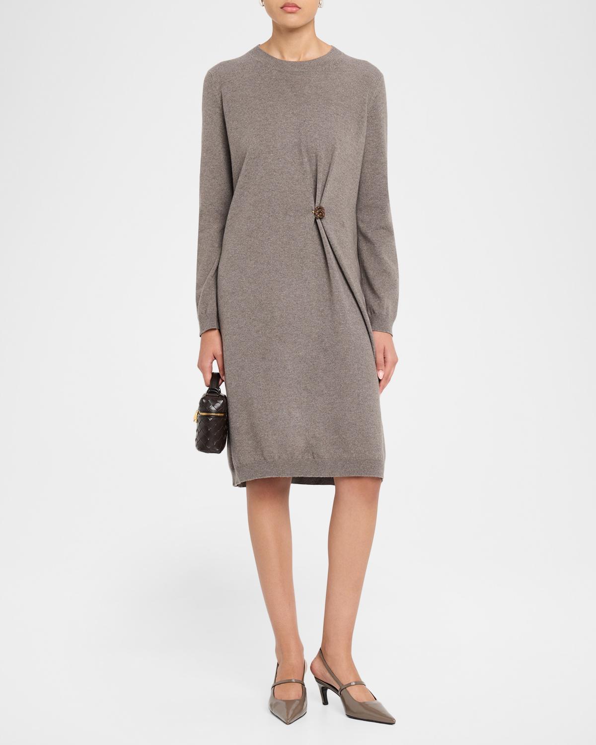 Brooch-Embellished Knit Sweater Dress - thumbnail 2