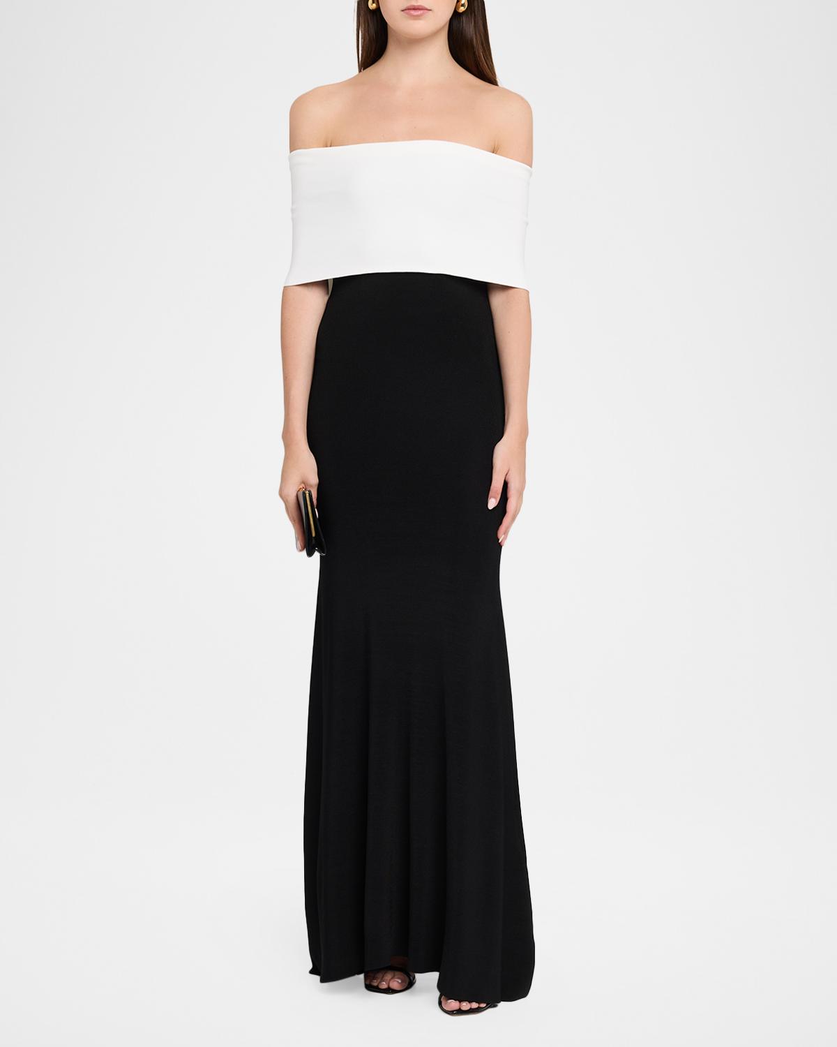 Off-The-Shoulder Knit Trumpet Gown - thumbnail 2