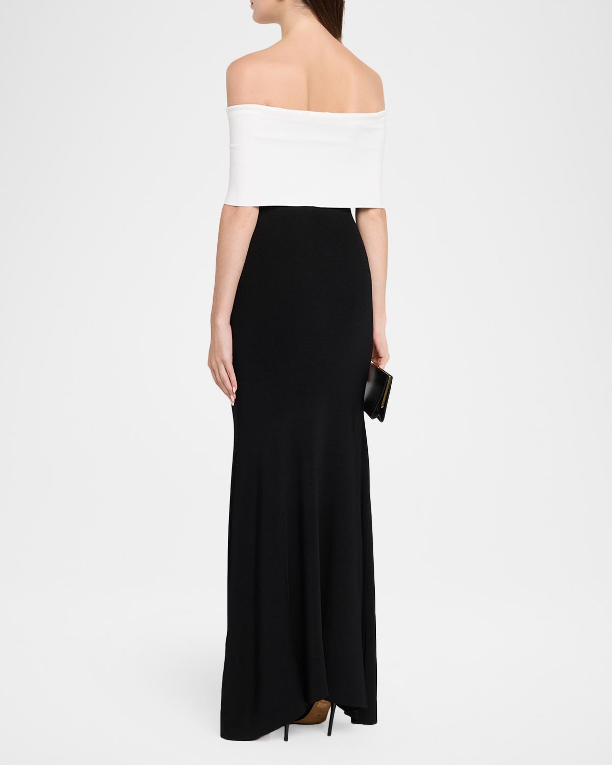 Off-The-Shoulder Knit Trumpet Gown - thumbnail 3