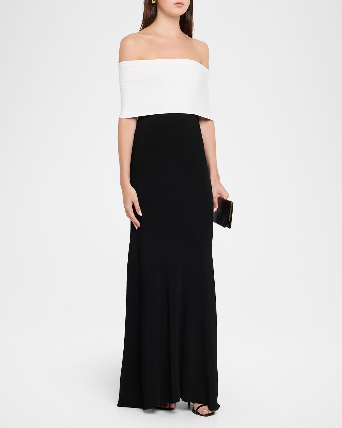 Off-The-Shoulder Knit Trumpet Gown - thumbnail 4