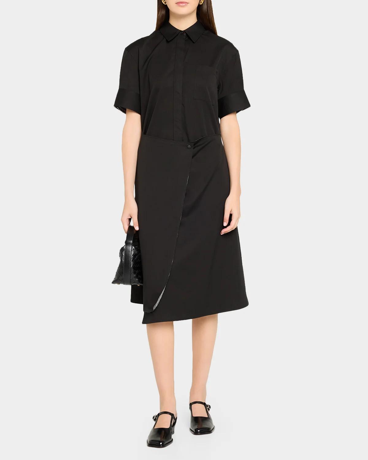 Wrapped Short-Sleeve Midi Shirtdress - thumbnail 2