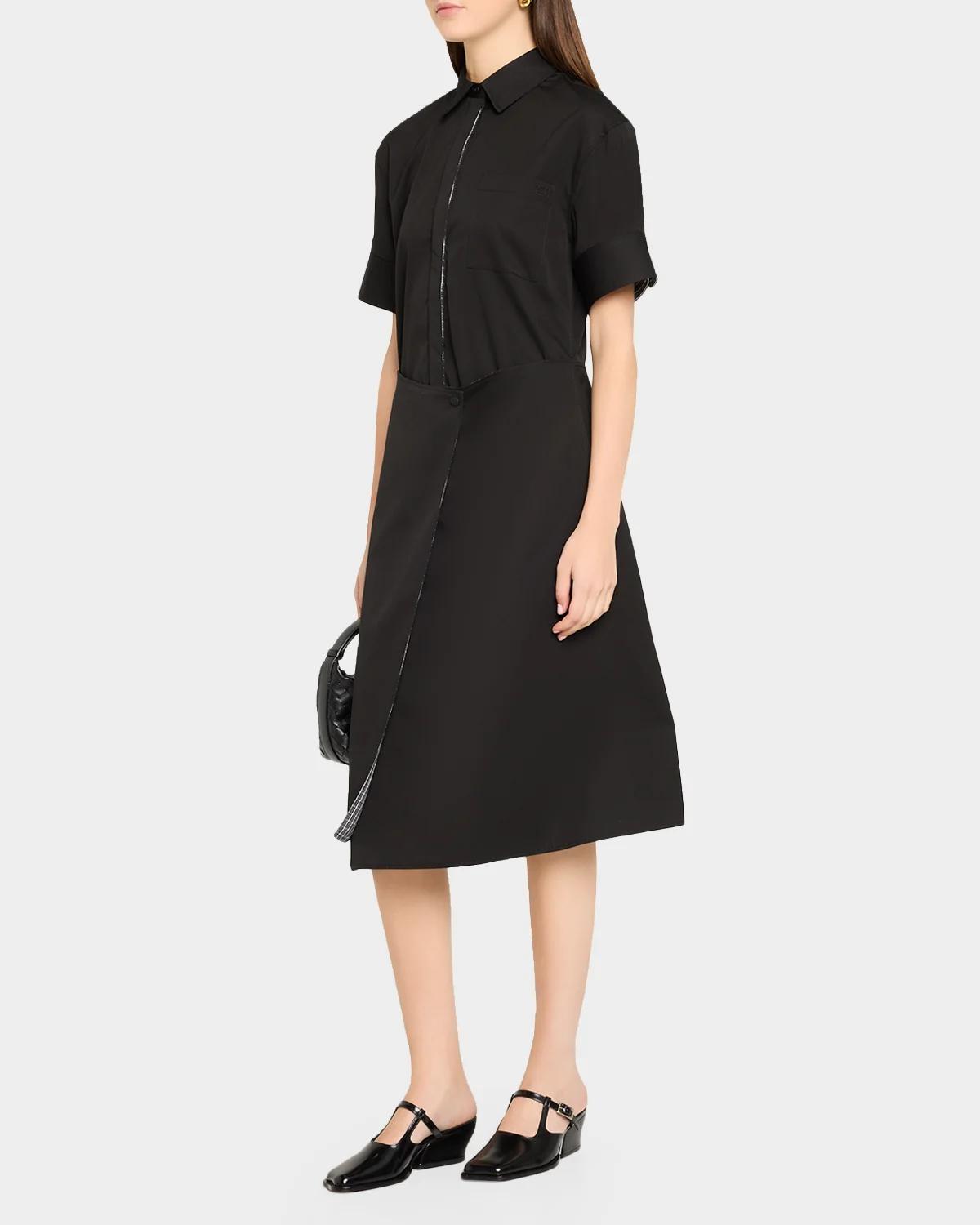 Wrapped Short-Sleeve Midi Shirtdress - thumbnail 4