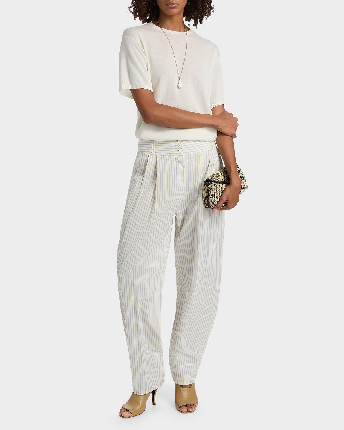 Striped Cotton-Silk Balloon Trousers - thumbnail 2