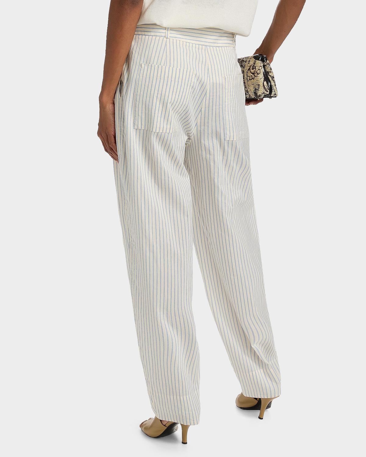 Striped Cotton-Silk Balloon Trousers - thumbnail 3