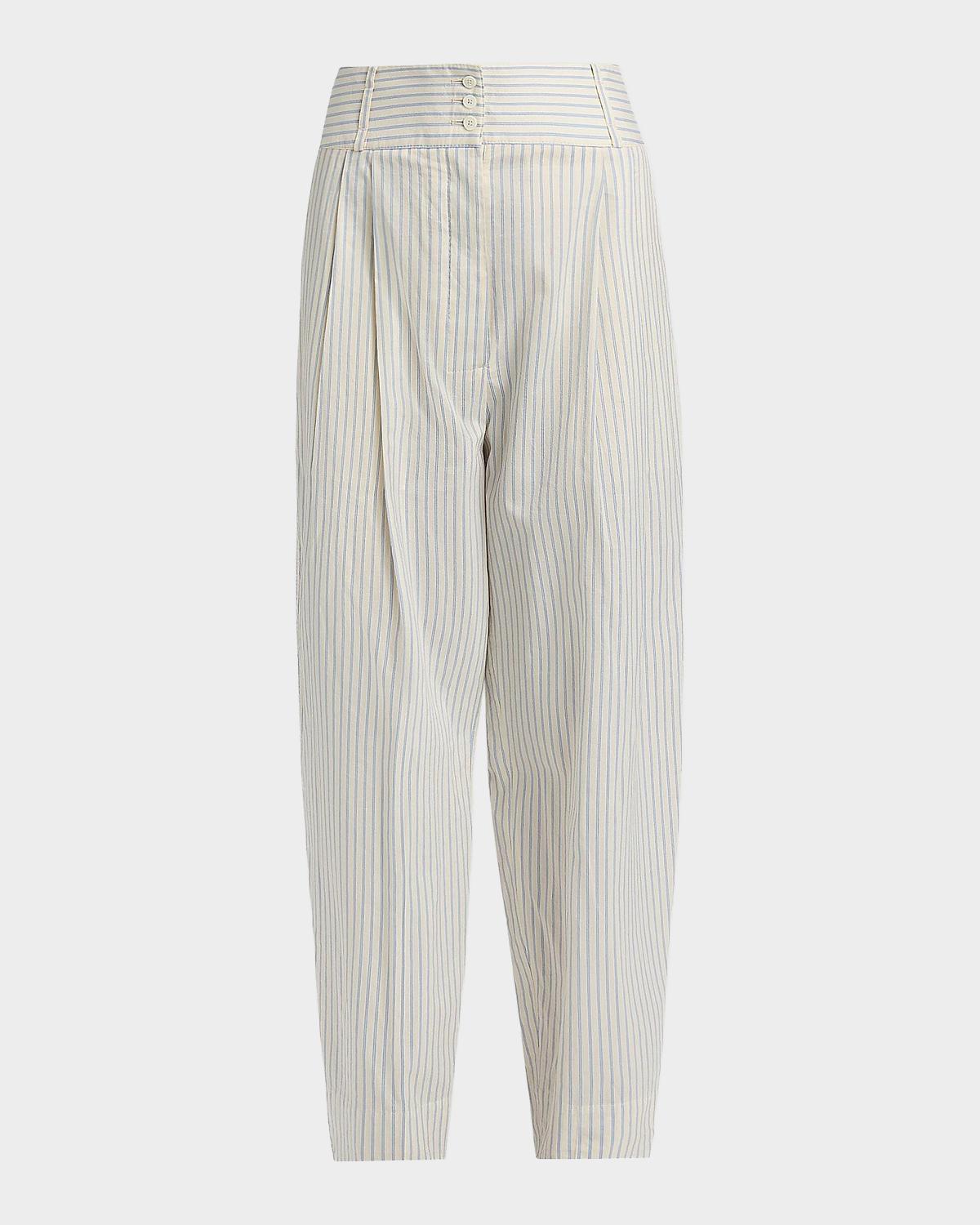 Striped Cotton-Silk Balloon Trousers