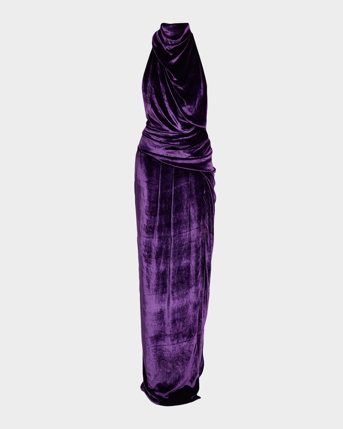 erl velvet halter dress Atelier Prabal Gurung Draped Monique lhuillier