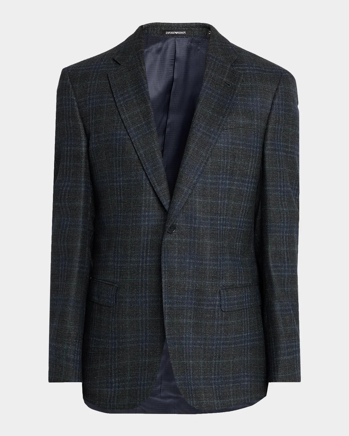 ノ*ー様 EMPORIO ARMANI ジップアップ ブルゾン ダークグレー Emporio Armani Men's G Line Wool Melange Plaid Sport Coat | Neiman