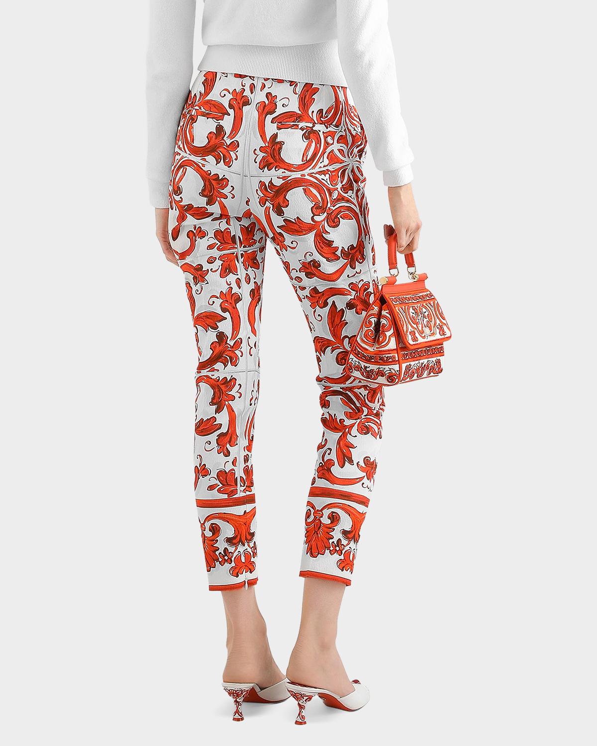 Majolica-Print Brocade Crop Pants - thumbnail 3